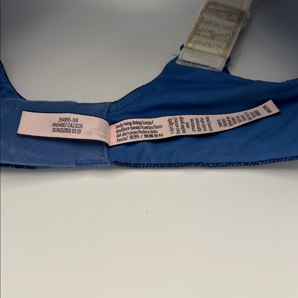 Victoria’s Secret Wireless Lightly Lined T-Shirt Bra Logo Straps Blue Knit 34D - Picture 6 of 10